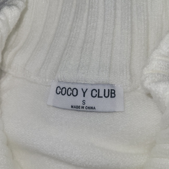 Coco Y Club White Short Sleeve Button-Up Mock Neck Sweater S - Picture 7 of 7